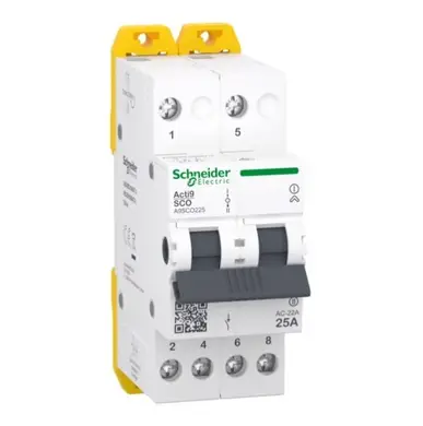 Перемикач Schneider Electric I-0-II з загальним виходом зверху 2п 25 A, 400/415 В iSSW Acti9