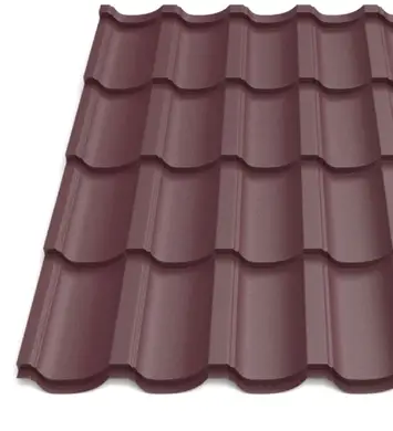 Металочерепиця Будсервіс "Модерн 15" Pladur wrinkle mat Thyssen krupp 0.50 mm RAL 3005 Червоний