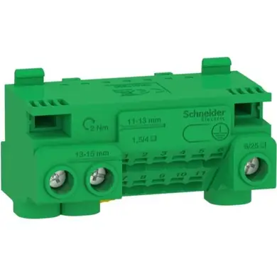 Клемний блок Schneider Electric PE, 14 отворів, 3x25 мм.кв. + 11x4 мм.кв.