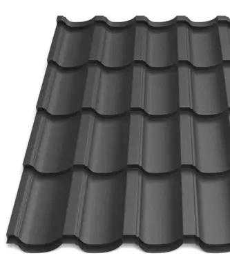 Металлочерепица Tile "Модерн плюс" матполиэстер SeAH 0.45 mm RAL 9005 Чёрный