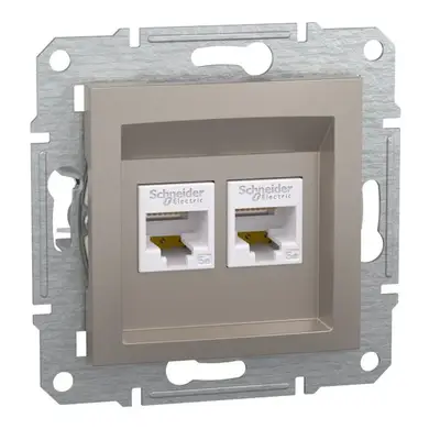 Розетка Schneider Electric комп. двойная RJ-45 внутр. "ASFORA" без рамки бронза (C2)