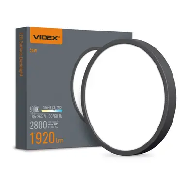 LED світильник Videx круглий накладний 24W 5000K Black (VL-DLRS-245B)
