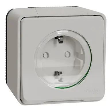 Розетка Schneider Electric 1-ая С/К защ. внеш. со шторками IP55 "MUREVA S" белая (C2) 