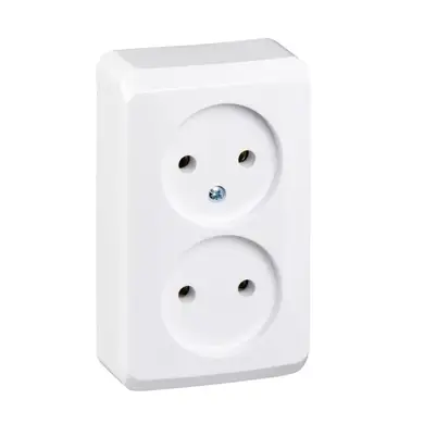 Розетка Schneider Electric 2-а без З/К зовн. IP20 "Prima" біла (С1) 