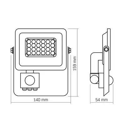 LED прожектор Videx F2e 20W с датчиком движения и освещенности 5000K (VL-F2e205W-S)