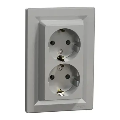 Розетка Schneider Electric 2-а З/К внутр. "ASFORA" алюміній (C1) 