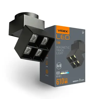 Светильник магнитный трековый Videx LE24B 7.5W 4000K 48V Black (VL-TRMS-LE24B)