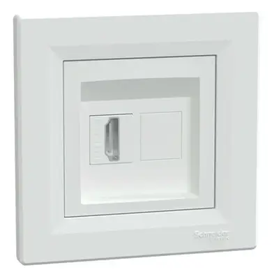 Роз'єм Schneider Electric HDMI з рамкою білий 