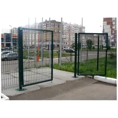 Ворота розпашні Завод Центр - Сітка Заграда ОЦ+ППЛ 1730x3000 мм RAL 6005
