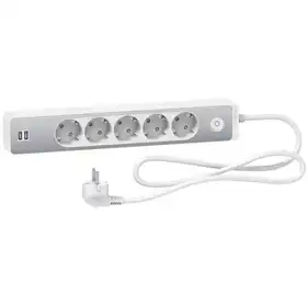Удлинитель Schneider Electric 5гн 1,5м З/К +2хUSB "Unica Extend"  белый/алюминий (C3)
