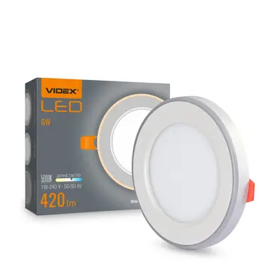 LED світильник Videx вбудований з декоративною підсвіткою DL4R 6W+3W 5000K+2700K 220V (VL-DL4R-0652)