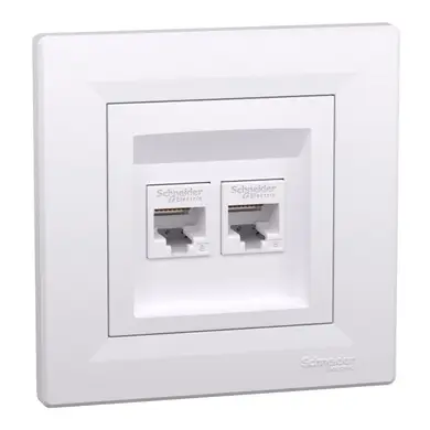 Розетка Schneider Electric комп. подвійна RJ-45 кат.6 UTP внутр. "ASFORA" бiла (C3) 