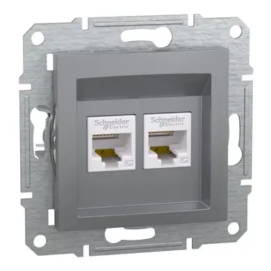 Розетка Schneider Electric комп. двойная RJ-45 внутр. "ASFORA" без рамки сталь (C2) 