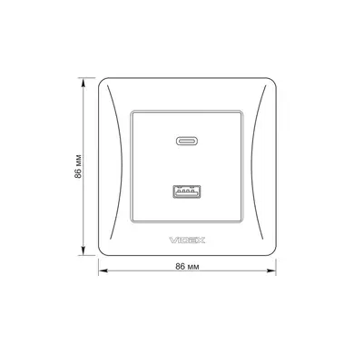 Розетка Videx Binera USB-A + USB-C PD20W черный графит (VF-BNCHRUC20-BG)