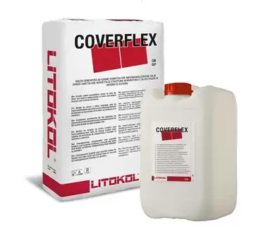 Цементна двокомпонентна еластична суміш Litokol Coverflex мішок 20 кг+ каністра 10 кг