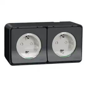 Розетка Schneider Electric 2-а З/К зовн. зі шторками IP55 "MUREVA S" чорна (C2) 