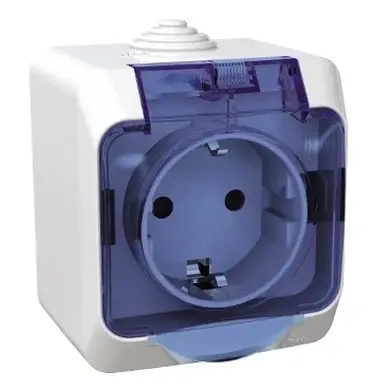 Розетка Schneider Electric 1-ая С/К защ. внеш. IP44 "Cedar Plus" серая (16А) (С1) 