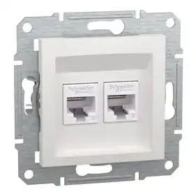 Розетка Schneider Electric комп. двойная RJ-45 внутр. 6 UTP "ASFORA" без рамки белый 