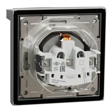 Розетка Schneider Electric 1-я З/К внутр. с крышкой и шторками IP44 "ASFORA алюминий (C2) 