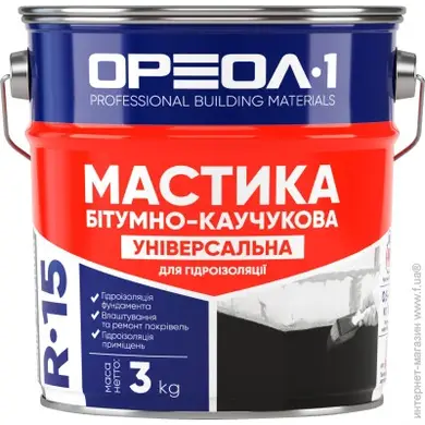 Мастика битумно-каучуковая "УНИВЕРСАЛЬНАЯ" Ореол-1 R-15 3 кг