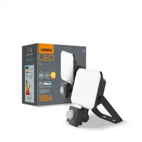 LED прожектор Videx F3 20W з датчиком руху 5000K 220V Black (VLE-F3-0205B-S)