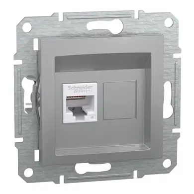 Розетка Schneider Electric комп. RJ-45 кат.6 UTP внутр. "ASFORA алюминий (C3) 