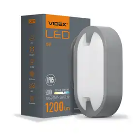 LED світильник IP65 овальний Videx 15W 5000K сірий (VL-BH12O-155)