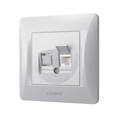 Розетка Videx Binera CAT6 одинарна комп'ютерна срібний шовк (VF-BNSK1PC6-SS)