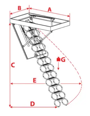 Чердачная лестница ОМАN Long Flex Termo металлическая ножничная Н310см 100х70см
