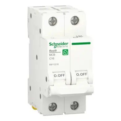 Автоматический выключатель Schneider Electric 2-п. RESI9 16A C (6kA) (C2)