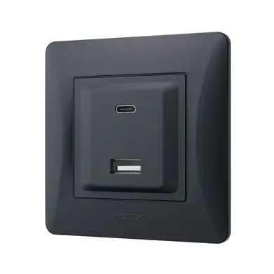 Розетка Videx Binera USB-A + USB-C PD20W черный графит (VF-BNCHRUC20-BG)