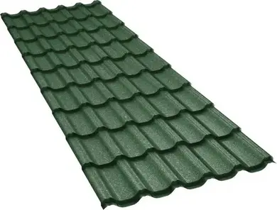 Металлочерепица GOOD ROOF MAXI Roof 350/15,матполиэстер 0,45мм Італія Zn225 RAL 6005 Зеленый