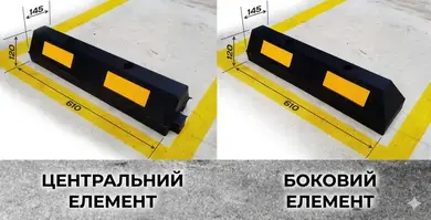 Комплект гумових колесовідбійників Резинопласт 1830х145х120мм (3 секції) набір