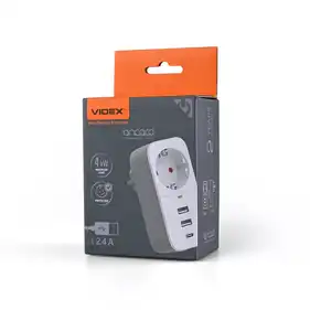 Мережевий адаптер Videx ONCORD з/з 1P 2.4A 2USB+USB-C White (VF-AD1G2U1C-W)