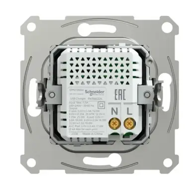 Розетка Schneider Electric 2-я USB внутр. А+С, 21Вт "ASFORA"  алюминий 