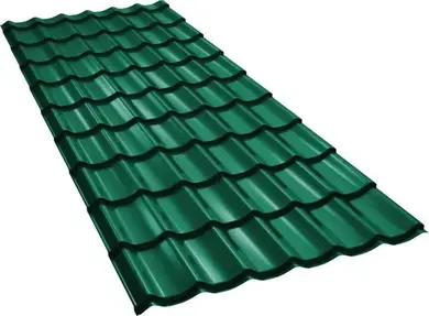 Металочерепиця GOOD ROOF Classic Roof 350/15,поліестер 0,43-0,45мм Малайзія/В'єтнам/Індія/Корея RAL 6005 Зелений