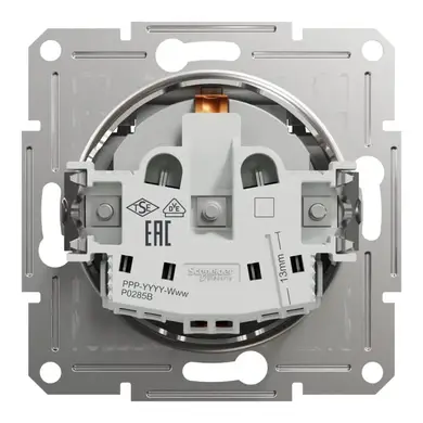 Розетка Schneider Electric 1-а З/К внутр. з кришкою "ASFORA" алюміній (C1) 