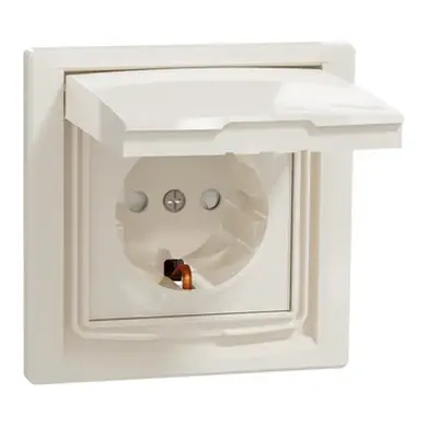 Розетка Schneider Electric 1-а З/К внутр. з кришкою та шторками ІР44 "ASFORA" сл.к. (C2) 