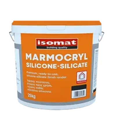 Силіконово-силікатна паропроникна декоративна штукатурка Isomat MARMOCRYL SILICONE-SILICATE Fine 25 кг, White
