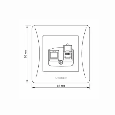 Розетка Videx Binera CAT6 одинарна комп'ютерна срібний шовк (VF-BNSK1PC6-SS)