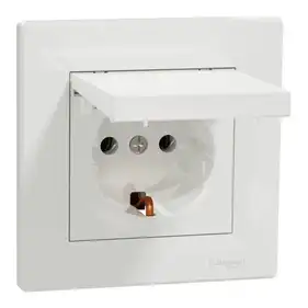 Розетка Schneider Electric 1-а З/К внутр. з кришкою "ASFORA" бiла (C1) 