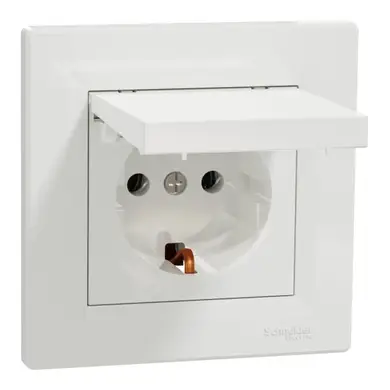 Розетка Schneider Electric 1-а З/К внутр. з кришкою "ASFORA" бiла (C1) 