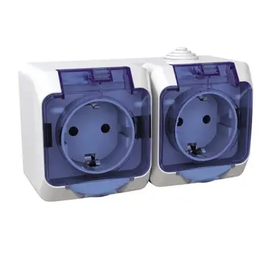Розетка Schneider Electric 2-а З/К зах.зовн. IP44 "Cedar Plus" біла (16А) (С1) 