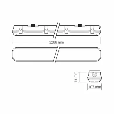 LED светильник IP65 линейный под лампу 2хТ8 Videx 1,2М 220V (VL-BNW-T8122G)