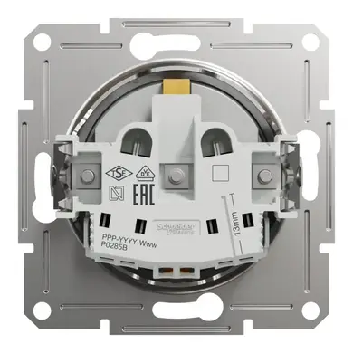 Розетка Schneider Electric 1-а З/К внутр. зі шторками "ASFORA" без рамки алюміній (C1) 