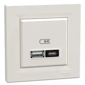 Розетка Schneider Electric 2-а USB внутр. А+С, 21Вт "ASFORA" сл.к. 