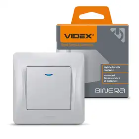 Выключатель Videx Binera одноклавишный с подсветкой серебряный шелк (VF-BNSW1L-SS)