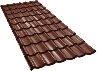 Металлочерепица GOOD ROOF Classic Roof 350/20,полиэстер 0,38-0,40мм Малайзия/Вьетнам/Индия/Корея RAL 8017 Коричневый