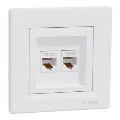 Розетка Schneider Electric комп. двойная RJ-45 внутр. "ASFORA" белая (C1) 