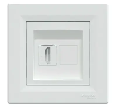 Роз'єм Schneider Electric HDMI з рамкою білий 